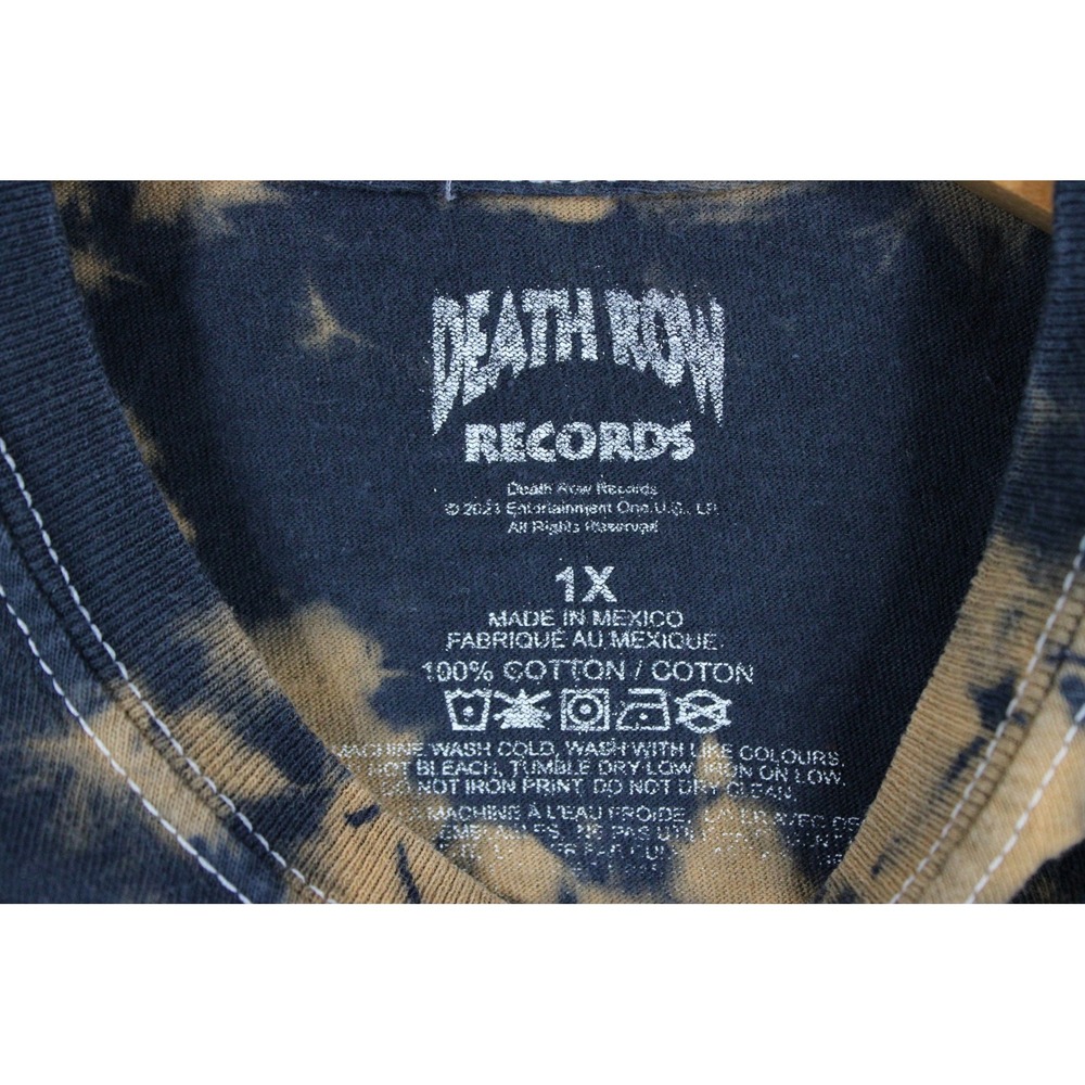 Death Row Records Acid Wash Tie Dye Graphic T-Shirt Navy Red Mens 1X - Picture 9 of 10